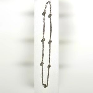 Elegant Silver Beaded Rhinestone Necklace Sarah Cov. 12.5" Drop